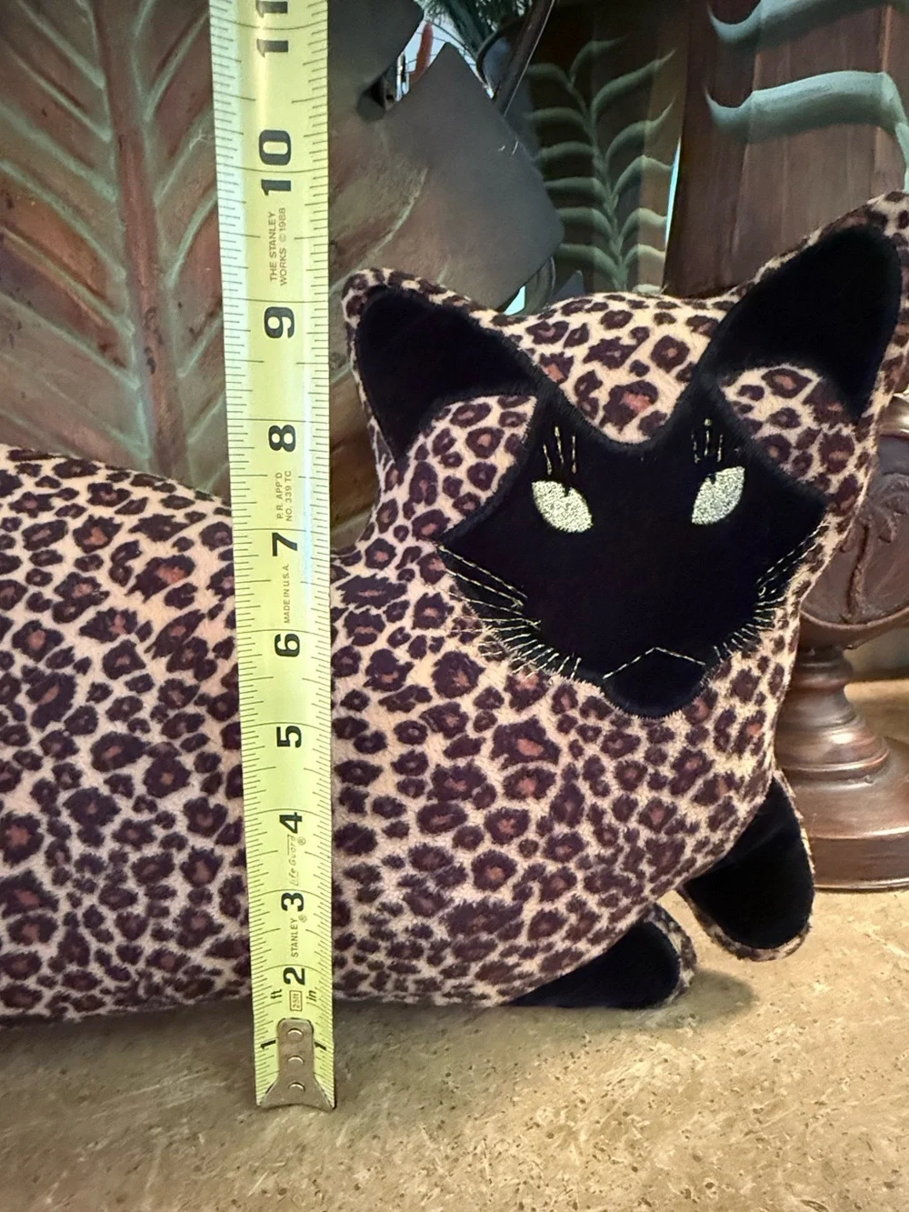 Leopard Print Cat Plush Pillow - Decorative Accent